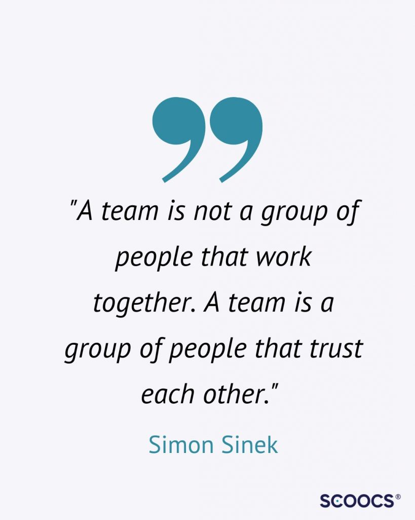 "Ein Team ist nicht eine Gruppe von Menschen, die zusammenarbeiten. Ein Team ist eine Gruppe von Menschen, die sich gegenseitig vertrauen."  Simon Sinek Veranstaltungsplanung Zitat von Simon Sinek