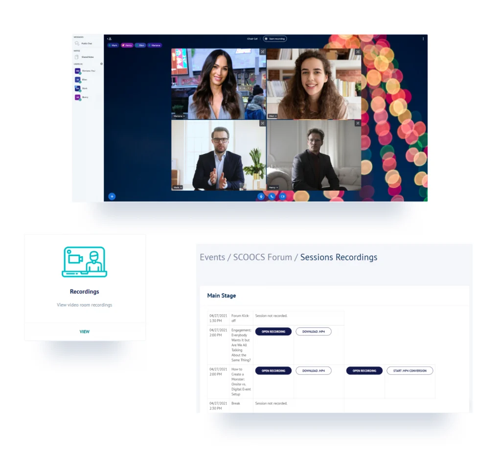 SCOOCS video conferencing tools - Recordings