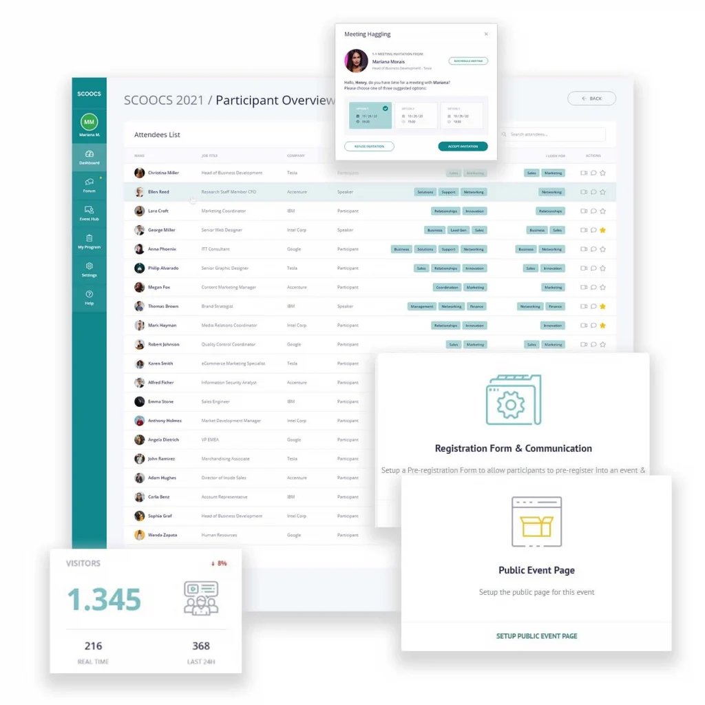 generación de leads mediante eventos virtuales. La imagen muestra herramientas para la generación de contactos en eventos en línea.